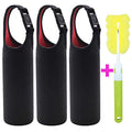 Kvvdi 3 Pack 16 oz - 21 oz Neoprene Water Bottle Sleeve 16.9oz Portable Bottle Cooler Cover Holder Strap for Outdoor - color: 3Pack-Black