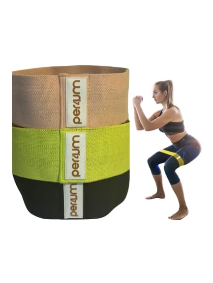 Fabric Booty Bands for Women - Resistance Set of 3 Light Medium Heavy - Non-Slip Exercise Bands for Butt Legs and Glutes Workout with Travel Bag