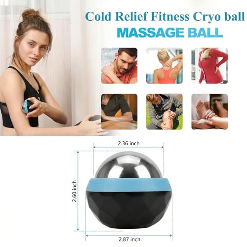 60mm Cold Roller Hot & Cold Compress Massage Roller Ball Body Foot Back Waist Hip Relaxer Ice Massager Tool, Ergonomic Grip, Compact Massager, Smooth Surface, Fitness Enthusiasts