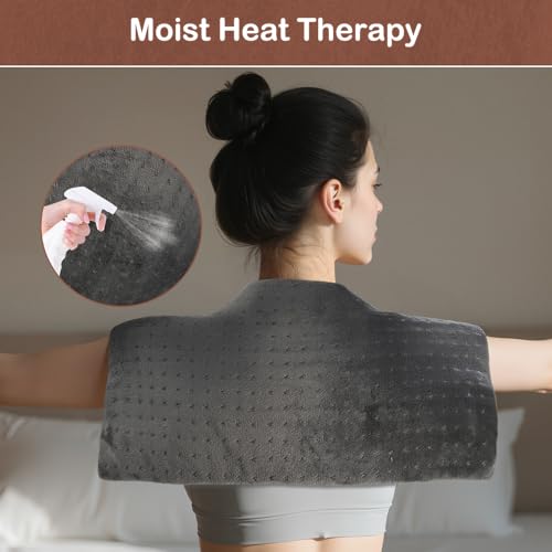 Heating Pad for Back Pain Relief & Period Cramps,12x24 Inches,XL Heating Pad for Shoulder and Neck,with 4 Temperature Controllers | Auto Shut-Off | Dry/Moist Heat Therapy, Gift for Women Men - color: B.black & White 12x24"
