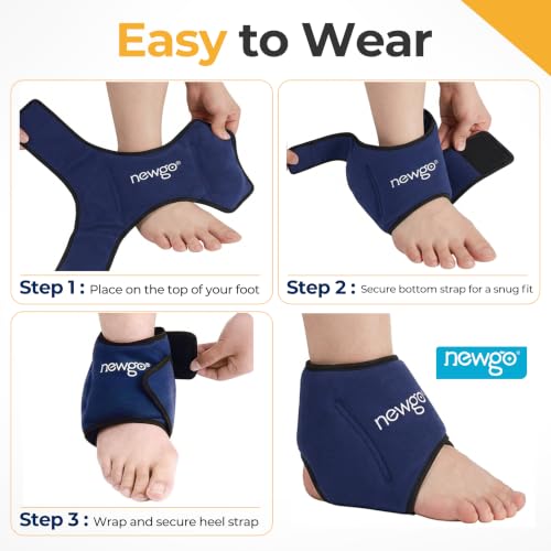 NEWGO Ankle Ice Pack – Adjustable Brace for Plantar Fasciitis & Swelling
