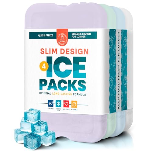 Healthy Packers Ice Packs for Lunch Boxes, Slim Cooler Ice Packs - color: Pastel (4 Pack)