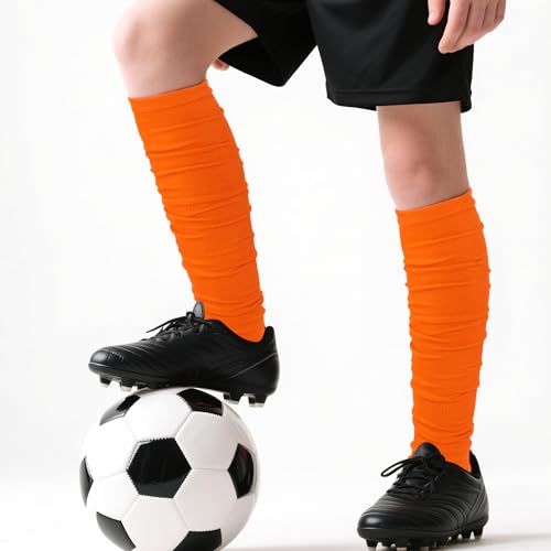 Dxhycc 2 Pairs Scrunch Football Socks Athletic Football Leg Sleeves - color: Orange