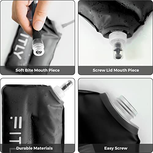 FITLY Soft Flask Running Water Bottle - Collapsible Hydration Flask - color: Black, size: 5.1 Ounces