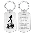 Alotozo Running Gifts for Men Boys, Never Give Up Running Keychain