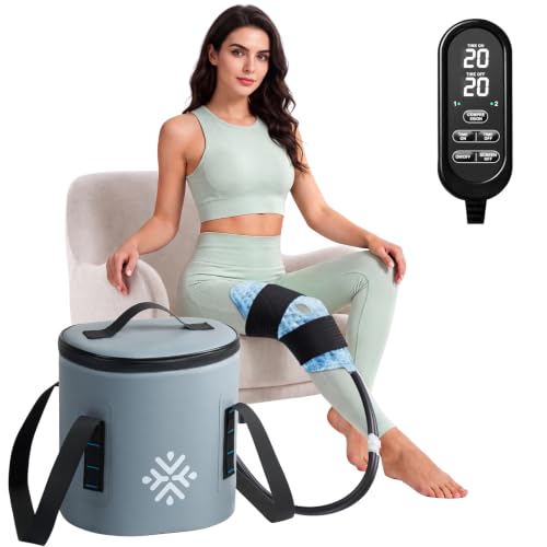 Ice Machine for Knee After Surgery w/Compression, Hip Replacement Cold Therapy Machine, Cryocuff Wrap Pack for Shoulder Recovery, ACL Cold Circulation System