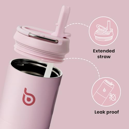 BOTTLE BOTTLE Insulated Water Bottle 24oz with Straw Lid and Handle Sports - color: Light Pink