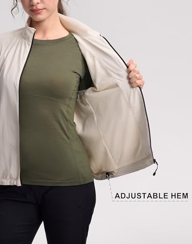 Pioneer Camp Women's Lightweight Softshell Vest Windproof Sleeveless Jacket with Zip Pockets for Running Hiking Fishing - color: Light Khaki, size: Large