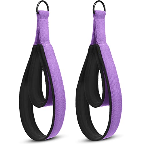 Honoson 2 Pcs Double Loop Pilates Reformer Straps with D Rings Purple