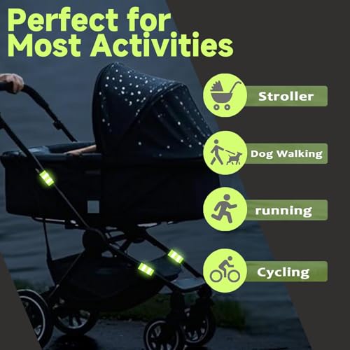 6-Pack Elastic Reflective Bands for Strollers, High Visibility Safety Reflectors with Adjustable for Night Walking, Running, Cycling, Baby Gear