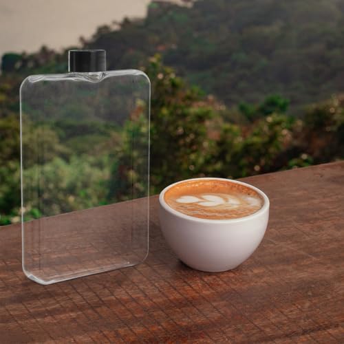 Luxshiny Flat Water Bottle Transparent Petg Pp Sports Water Bottle for Gym Camping Hiking Travel Slim Portable for Outdoor Sports Easy to Carry and Store