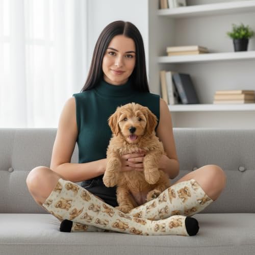 Cute Dog Compression Socks Women Men, Dog Lover Gift - color: Goldendoodle