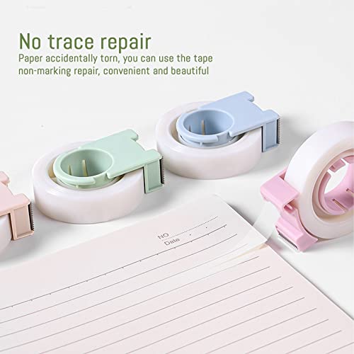 4 Pack Invisible Tape with Mini Dispenser Set 1/2 Inch Magic Tape Writable Transparent Tape Portable Repairing for Office School Home (4)
