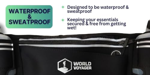 Hydrabelt Ultra Hydration Belt for Runners, 2 Pockets, 10oz BPA Free Water Bottles, No Bounce, Waterproof, Black, One Size, Hydration belt with 2 pockets and 2 water bottles