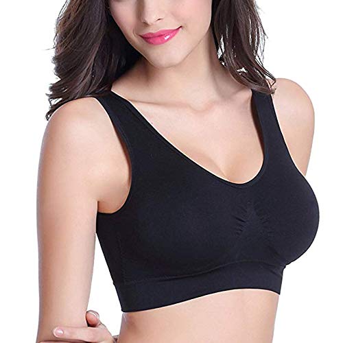 Boolavard Women's Seamless Sports Style Bra Crop Top Vest Stretch Shapewear - color: 4 X Black, size: Medium
