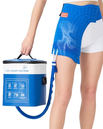 Cold Therapy Machine for Hip, 15.8Qt Large Ice Machine with Temp Display & Pressure Regulator, Cryotherapy Leak-Proof Hip-Specific Wrap, Whisper-Quiet Pump & 4 Timer Settings