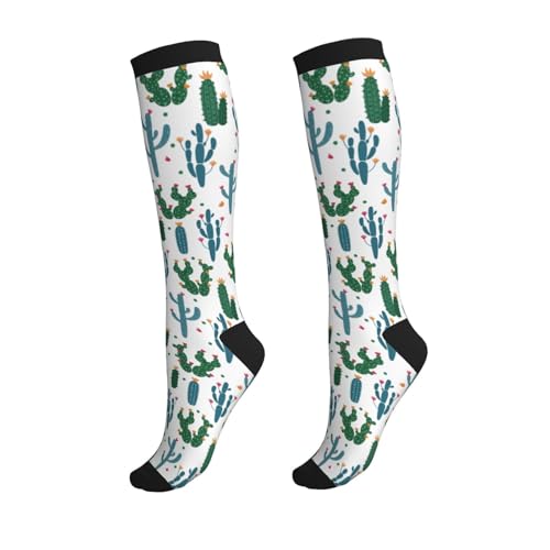 Crazy Fun Compression Socks, Unisex Knee High Support Socks - color: Cactus