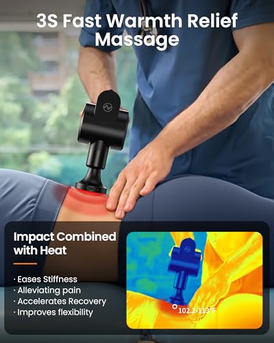 NAPRE Massage Gun with Heat,Deep Tissue Handheld Percussion Back Massager for Muscle/Neck/Body Pain Relief with Long Extension Retractable Handle,32-Speeds,Foldable,5 Adjustable Angles,with Carry Case - color: Classic Black