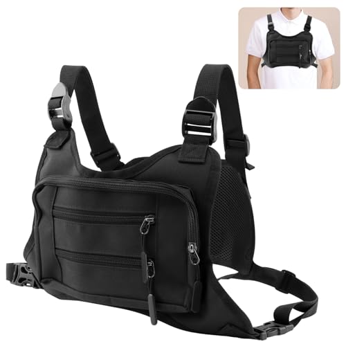 Sports Chest Bag for Men Women, Outdoor Running Vest Bag Adjustable Shoulder Strap, Chest Pack Rig for Hiking,Cycling,Workouts,Rock Climbing, ChestPouch Workout Bags for Runners