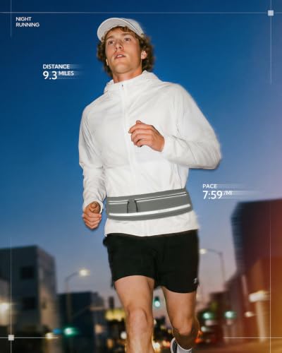 WATERFLY Running Belt Fanny Pack No-Bounce Large Phone Holder for Men Women - color: Grey, size: Large