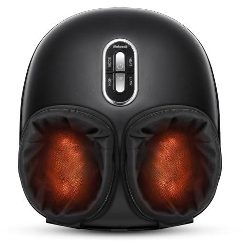 Nekteck Shiatsu Foot Massager with Heat & Air Compression Deep Kneading - color: Black, size: Large