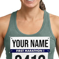 First Marathon Name Bib Kit – GET PERSONALIZED CHEERS- Race Bib with Alphabet Decals & Safety Pins – Add-Your-Name Running Accessory for First-Time Marathon Runners - Pen and Paces