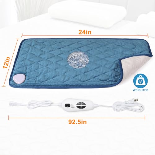 Heating Pad,Heated Blanket,Heating Pad for Back Neck,GrayBlue,24x12 in - color: Rhombicblue, size: 24x12 Inch