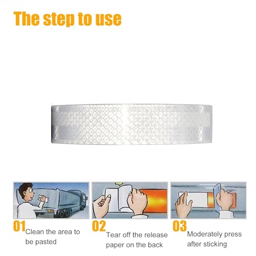 Reflective Tape, Waterproof Self Adhesive Dot Safety Reflector - color: White, size: 1 Inch x 115 Feet