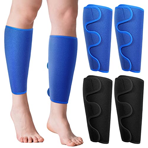 Chivao 2 Pairs Calf Brace Adjustable Shin Splint Support Lower Leg Compression Wrap Calf Sleeves for Men Women Pain Relief, Increases Circulation Reduces, Muscle Swelling(Blue, Black) - color: Blue, Black