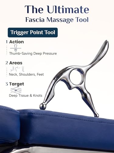 Rena Chris Trigger Point Massage Tool, Muscle Scraper Tool for Deep Tissue Pain Relief & Fascia Release, Gua Sha & Acupressure Tool with Travel Pouch & Guide