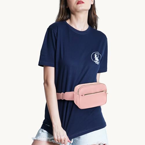 Fashion Fanny Bag-Waist Pack With Adjustable Belt Bag-Unisex Crossbody Pack For Travel Running Hiking-Pink - color: 3-Zipper Pink