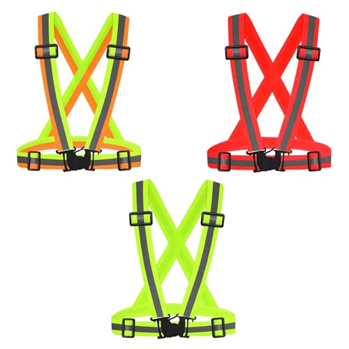 3Packs Reflective Running Vest, Adjustable Elastic Straps 360°High Visibility for Outdoor Walking, Jogging - color: Color 5