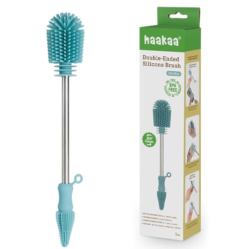 Haakaa Food-Grade Silicone Double-Ended Cleaning Brush (Brush-Mist Blue) - color: Brush-mist Blue