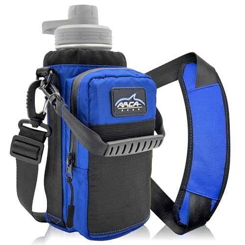 Arca Gear Hydro Carrier 32 oz Small - Insulated Water Bottle Sling w/Carry Handle, Shoulder Strap, Wallet and Two Pouches - The Perfect Flask Accessory - color: Deep Blue