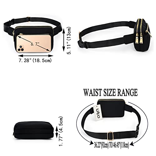 UTO Fanny Pack Crossbody Belt Purse Chest Waist Hip Travel Hiking Bumbag - color: 0759 Ace Nylon Black