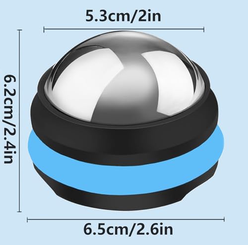 Cold Massage Roller Ball, Stainless Steel Massage Ball for Cold & Heat Therapy Relief, Roller for Muscles Deep Tissue, Free Rolling Removable Gel Ball for Pain Relief