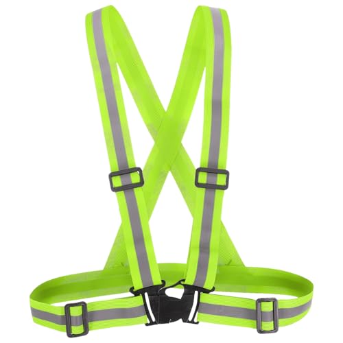 PATIKIL Reflective Safety Vest, Hi-Vis Safety Vests, Adjustable High Visibility Reflective Strips for Outdoor Jogging - color: Fluorescent Green
