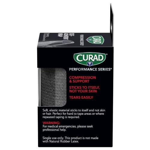 CURAD Performance Self-Adherent Athletic Wrap, 3 in x 5 yds, Black, 3 Rolls - size: 1 Count (Pack of 3)