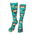 Monkey Love Banana Kids Cozy Knee High Tube Compression Socks Novelty Athletic Long Crew Socks for Child Girls Boys 19.8in