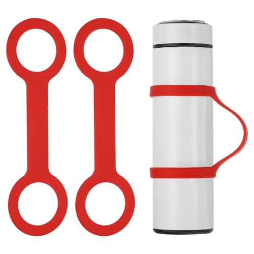 PATIKIL Water Bottle Carrier Grip, Portable Soft Silicone Non-Slip Water Handle Grip Water Bottle Holder Strap - color: Red