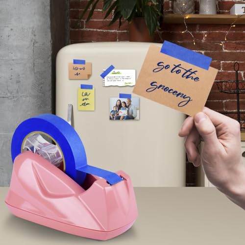 Acrimet Desktop Tape Dispenser Jumbo Size, Non-Skid Base, Plastic, Pink - color: Flower Butterfly Lily:pink