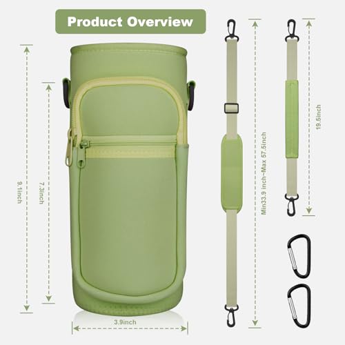 Crossbody Water Bottle Holder with Strap, Phone Pocket(Green, 32, Ounces) - color: Green