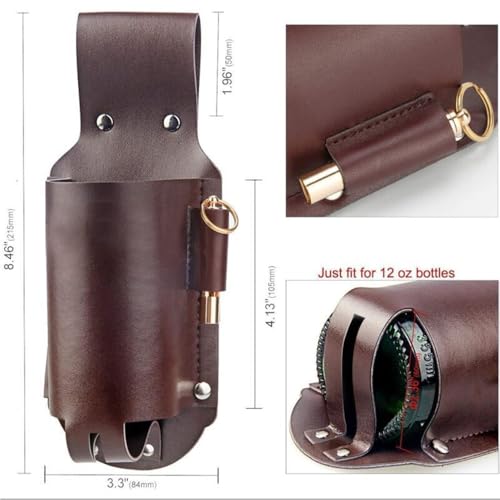 Drink Belt Holder Faux Leather Beer Holster Hands-Free Water Bottle Waist Bag Can Cooler Belt Pouch Cowboy Beverage Holder for Barbecue Camping Beach Hiking Fishing Gardening