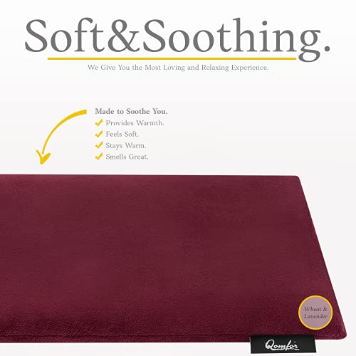 Qomfor - Microwavable Heating Pad - Burgundy - Lavender Scented Heat Pack - Therapeutic Heat Wrap for Neck, Shoulders & Period Cramps Pain Relief - Reusable Hot/Cold Therapy Bag - color: Bourgondy