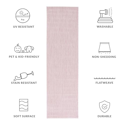 SAFAVIEH Courtyard Outdoor Runner Rug 2'3"x8', Soft Pink CY8520-56222 - color: Soft Pink, size: 2'3" x 8' (Runner)