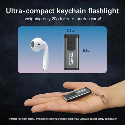 WARSTAR Keychain Flashlight with Personal Safety Alarm, 200LM Mini EDC Light, USB-C Rechargeable Emergency Siren for Women & Night Safety (2pack,Grey*2) - color: 2pack,Grey*2
