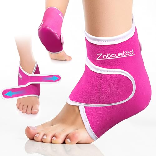 Ankle Ice Pack Wrap Reusable Gel Cold Compression for Foot Discomfort - color: Hot Pink