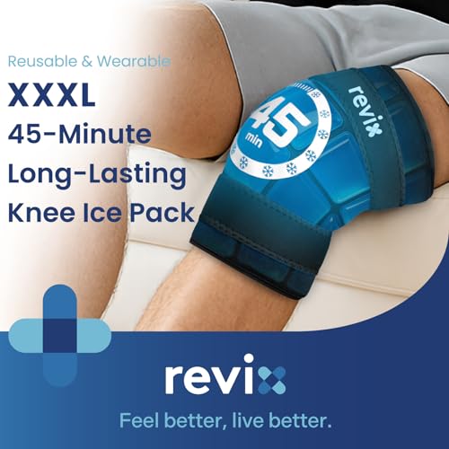REVIX 2 Packs XXXL Knee Ice Pack Wrap Around Entire Knee and REVIX Wrist Ice Pack Wraps for Carpal Discomfort Soothing