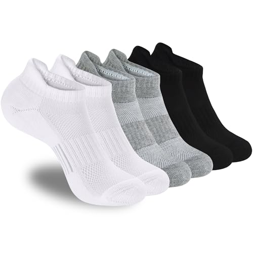 ATBITER Women's Ankle Socks Cushioned Running Athletic No Show Socks-6Pairs - color: 6pairs 2white+2black+2grey, size: 10-12