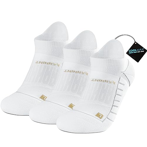 Rahhint Running Ankle socks Coolmax Moisture Wicking & Breathable Cushioned - color: White, size: Medium
